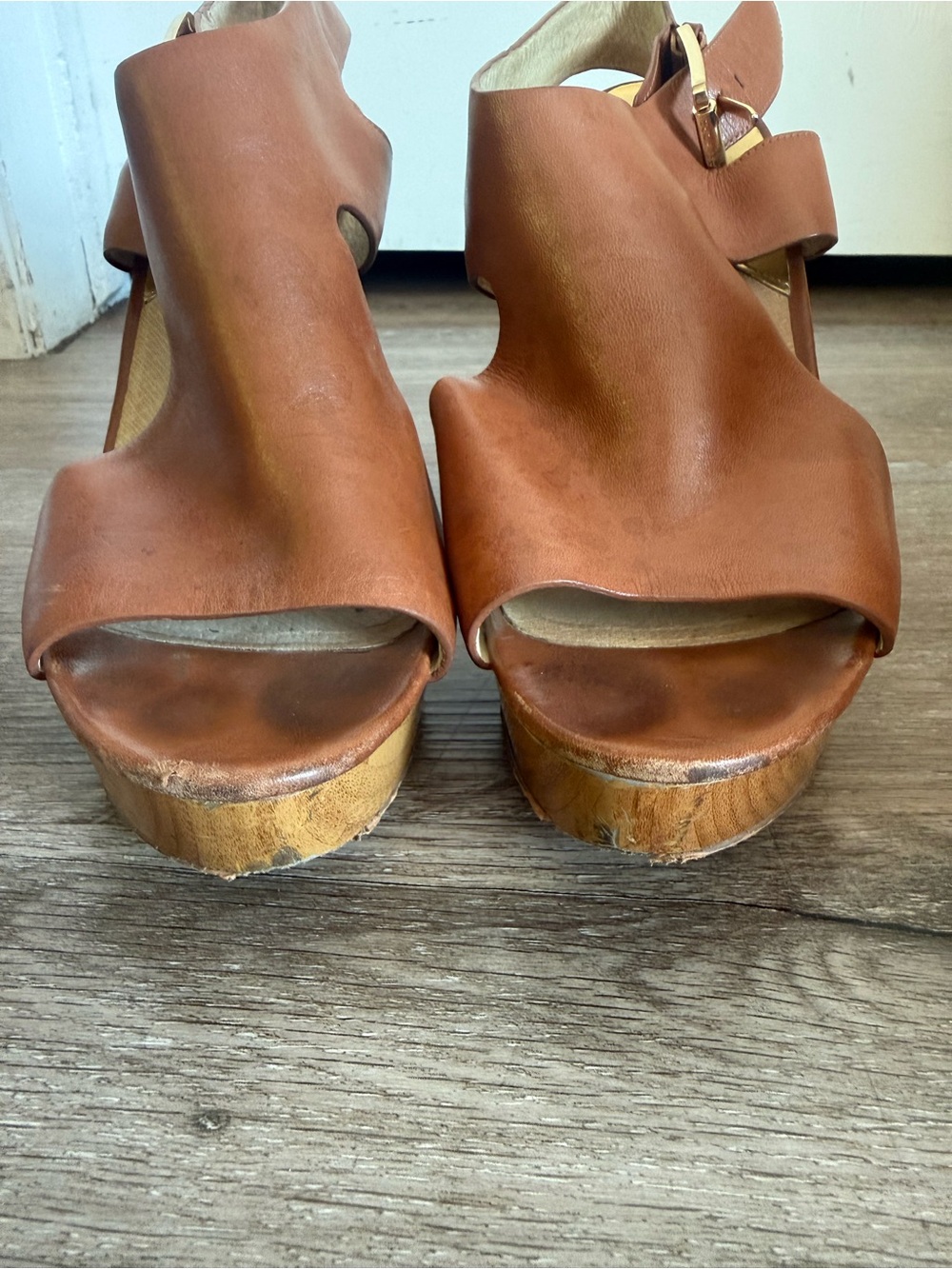 Michael Kors Open-Toe Slingback Wedge Sandals in Brown - Picture 4 of 4